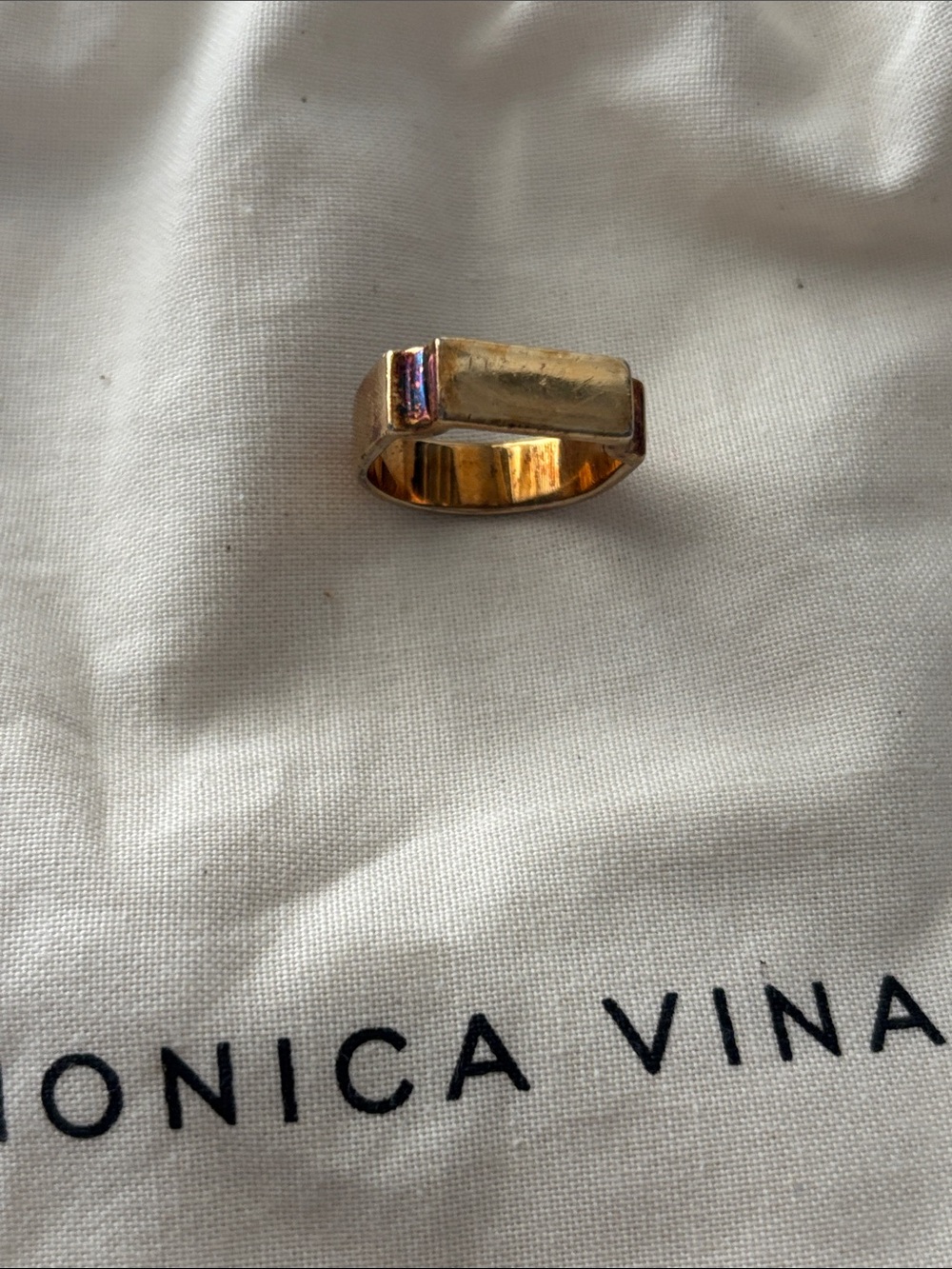 MONICA VINADER Gold Rectangular Signet Ring - Picture 2 of 3